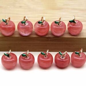 8pcs Elegant Pink Apple Charm Pendant